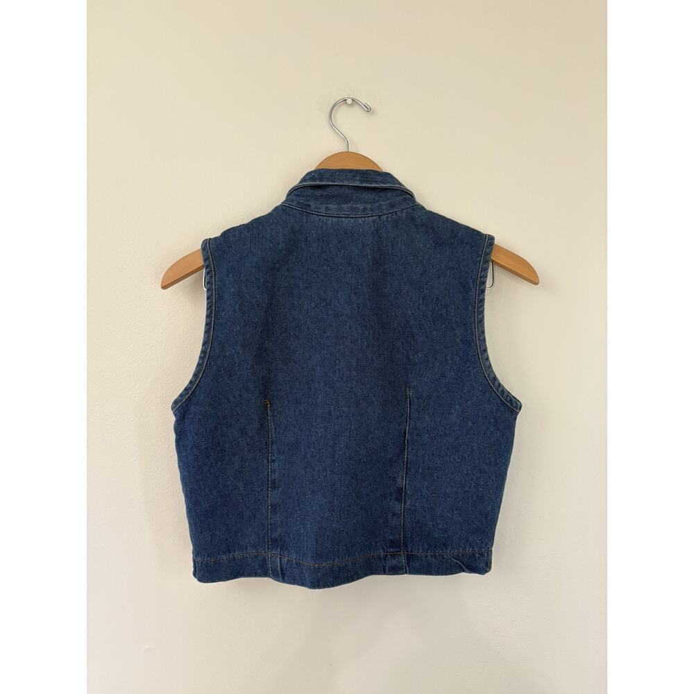 Good show Tickets Clothing Vintage cropped Denim Jean Vest 7/8 western boho zip - Picture 11 of 11